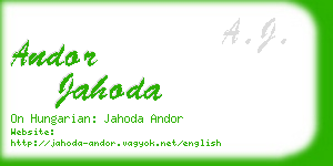 andor jahoda business card